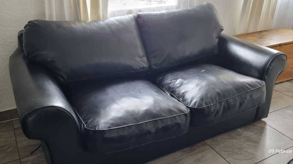 Couches & Chairs Coricraft Black Vynil Sofas. 2 x TwoSeaters for